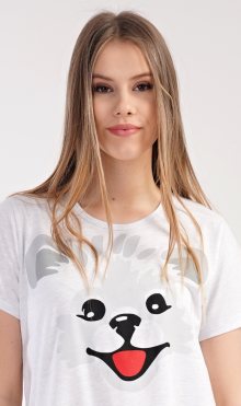 Dámská noční košile s krátkým rukávem Štěně světle šedá S