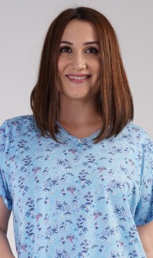 Dámská noční košile s krátkým rukávem Bára světle modrá 1XL