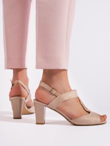 Originální  sandály zlaté dámské na širokém podpatku