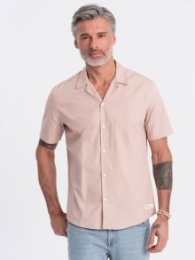 Ombre Clothing Kubánská světle hnědá košile V6 SHSS-0168