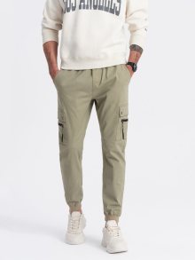 Ombre Clothing Trendy khaki jogger kalhoty V1 PAJO-0125