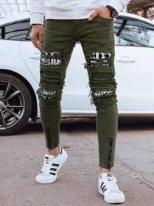 Dstreet Nadčasové zelené rifle s ozdobnými prvky