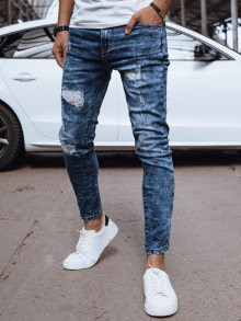 Dstreet Moderní modré rifle s ozdobnými prvky