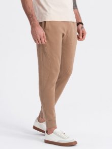 Ombre Clothing Hnědé tepláky s trendy prošíváním V2 PABS-0173