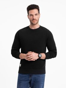 Ombre Clothing Základní černá mikina bez kapuce V5 SSBN-0175