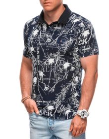 Pánská polokošile s potiskem S1994 tmavě modrá