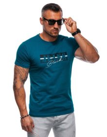 Pánské tričko s potiskem S2012 tyrkysové modré.