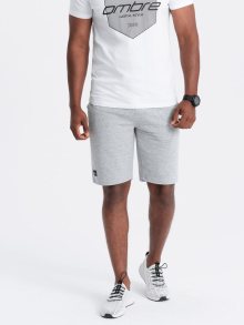 Ombre Clothing Šedé úpletové kraťasy V2 SRSK-0150