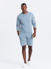 Ombre Clothing Základní tepláková slabě modrá souprava (mikina + kraťasy) V7-Z77