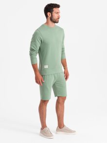 Ombre Clothing Základní tepláková zelená souprava (mikina + kraťasy) V3-Z77