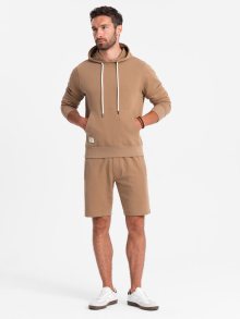 Ombre Clothing Tepláková hnědá souprava (mikina+kraťasy) V2-Z75