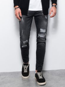 Buďchlap Trendy černé rifle s dírami P1078