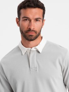 Ombre Clothing Elegantní popelavá mikina s pololímcem V7 SSNZ-0132