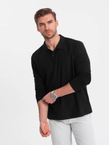 Ombre Clothing Bavlněná základní černá polokošile V2 OM-POBL-0114