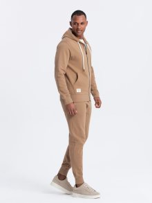Ombre Clothing Tepláková hnědá souprava (mikina na zip+tepláky) V2-Z82