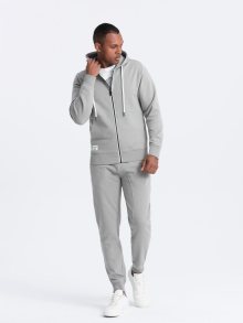 Ombre Clothing Tepláková šedá souprava (mikina na zip+tepláky) V8-Z82