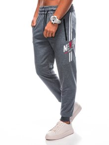 OTHER Šedé sportovní tepláky s trendy nápisem P1498