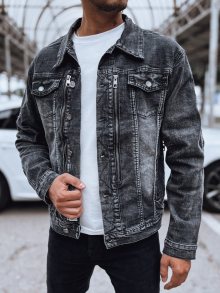 Dstreet Stylová černá džínová bunda s ozdobnými prvky