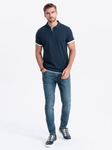 Ombre Clothing Nadčasová pánská granátová polokošile V4 POSS-0113