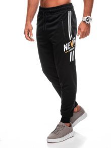 OTHER Černé sportovní tepláky s trendy nápisem P1498