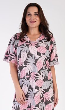 Dámská noční košile s krátkým rukávem Vienetta Secret Evelína | lososová | 3XL