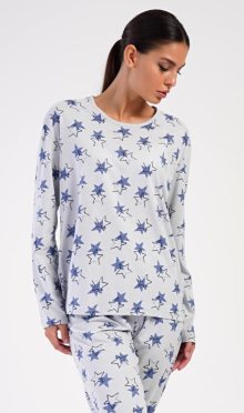 Dámské pyžamo dlouhé Vienetta Secret Stars | šedá | XL