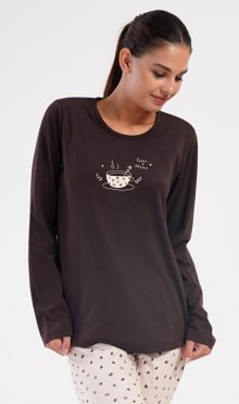 Dámské pyžamo Vienetta Secret Šálek kávy | hnědá | L