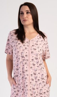 Dámské domácí šaty s krátkým rukávem Vienetta Secret Olivia | světle lososová | 3XL