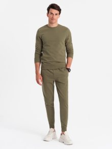 Ombre Clothing Základní tepláková olivová souprava (mikina+tepláky) V2 Z84