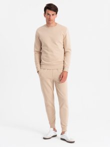 Ombre Clothing Základní tepláková béžová souprava (mikina+tepláky) V6 Z84