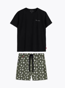 Pánské pyžamo Atlantic NMP-368 kr/r S-2XL černá-khaki M