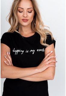 Dámské tričko s nápisem \"Shopping is my cardio\" - černá, Velikost: UNI