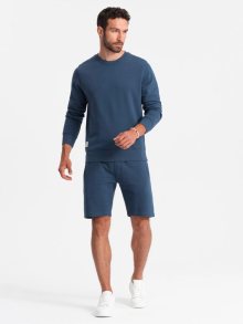 Ombre Clothing Základní tepláková tmavě modrá souprava (mikina + kraťasy) V4-Z77