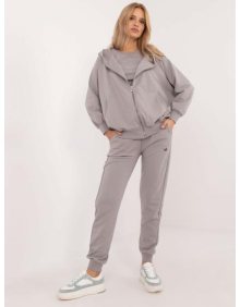 Šedá dámská mikinová souprava s otevřeným vrškem