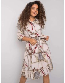 Béžové vzorované šaty s límečkem Jamalia