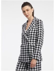Bílo-černé dámské kostkované sako