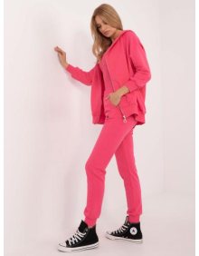 Tmavě růžová třídílná tepláková souprava s kalhotami