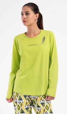Dámské pyžamo dlouhé Vienetta Secret Zuzka | světle zelená | 1XL