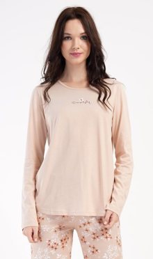 Dámské pyžamo dlouhé Vienetta Secret Klára | béžová | L