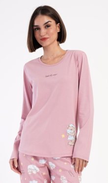 Dámské pyžamo dlouhé Vienetta Secret Méďa s polštářem | starorůžová | XL