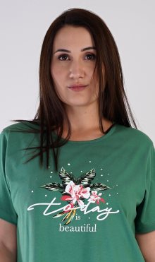 Dámská noční košile s krátkým rukávem Today is bautiful smaragdová 1XL
