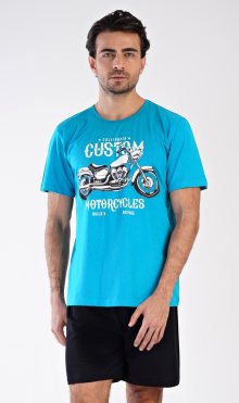 Pánské pyžamo šortky Motocykl petrolejová M