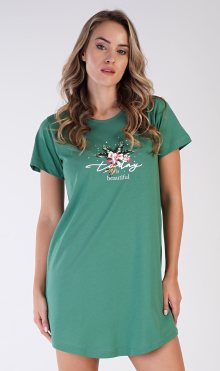 Dámská noční košile s krátkým rukávem Beautiful smaragdová S