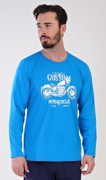 Pánské pyžamo dlouhé Motocykl modrá M