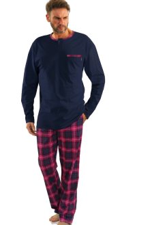 Pánské pyžamo s dlouhými rukávy JASIEK 2576/21 ŽULA/AMARANT XL