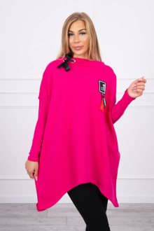 Oversize mikina s asymetrickými stranami fuchsiové barvy UNI