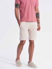 Ombre Clothing Béžové teplákové kraťasy V1 SRSK-0139