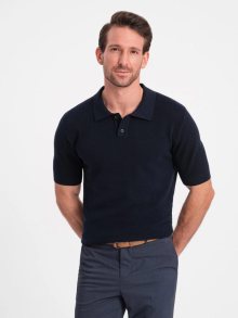 Ombre Clothing Strukturovaná tmavě modrá polokošile V2 POSS-0117