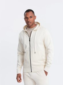 Ombre Clothing Tepláková krémová souprava (mikina na zip+tepláky) V11-Z82