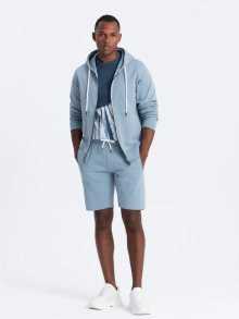Ombre Clothing Tepláková světle modrá souprava (mikina na zip+kraťasy) V7-Z76